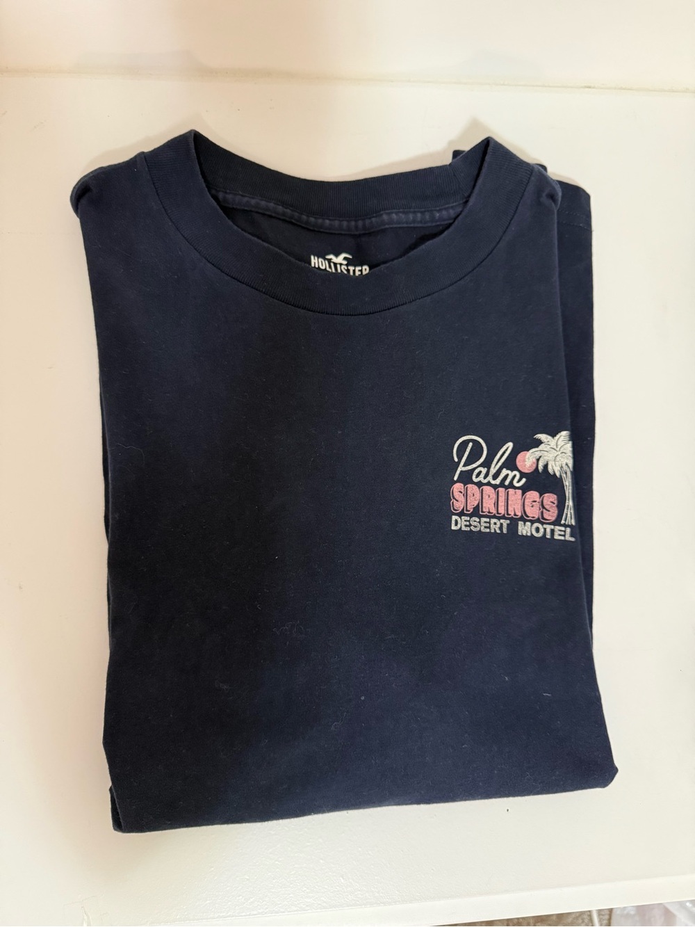 Hollister Navy Palm Springs Desert Motel Pocket Graphic Tee